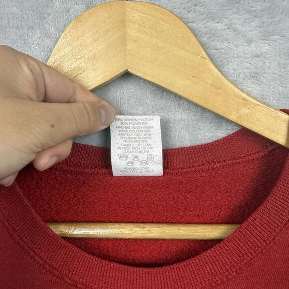 VTG 90s Russell Athletic Sweatshirts Made in USA Soild Y2K Adult Sz L Red Relax - Picture 3 of 10